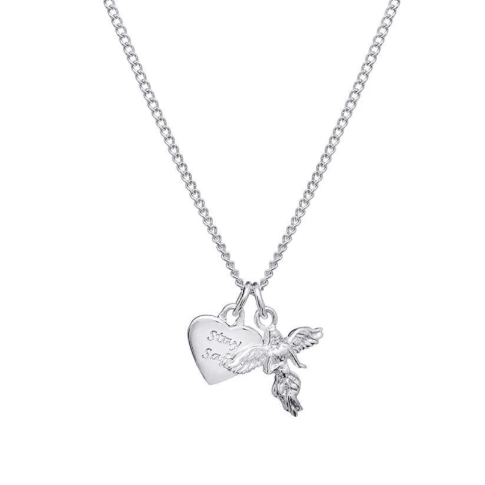 Stay Safe My Guardian Angel Silver Necklace
