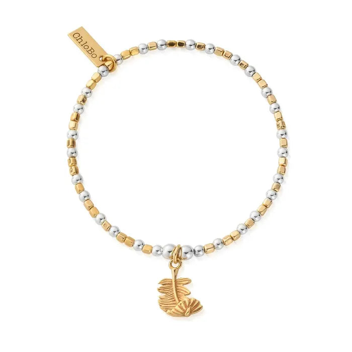 Mixed Metal Curved Feather Bracelet