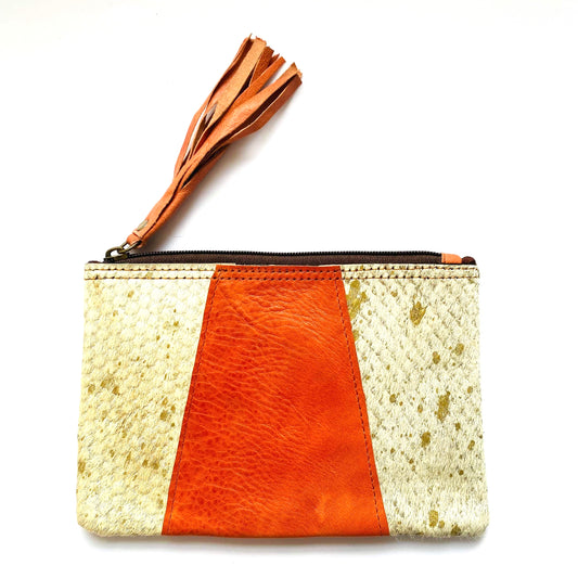 Leather V Animal Print Wallet