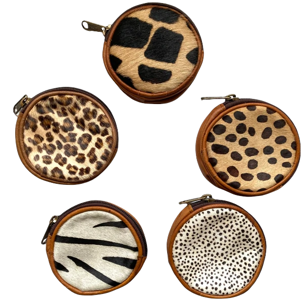 Leather Animal Print Round Purse