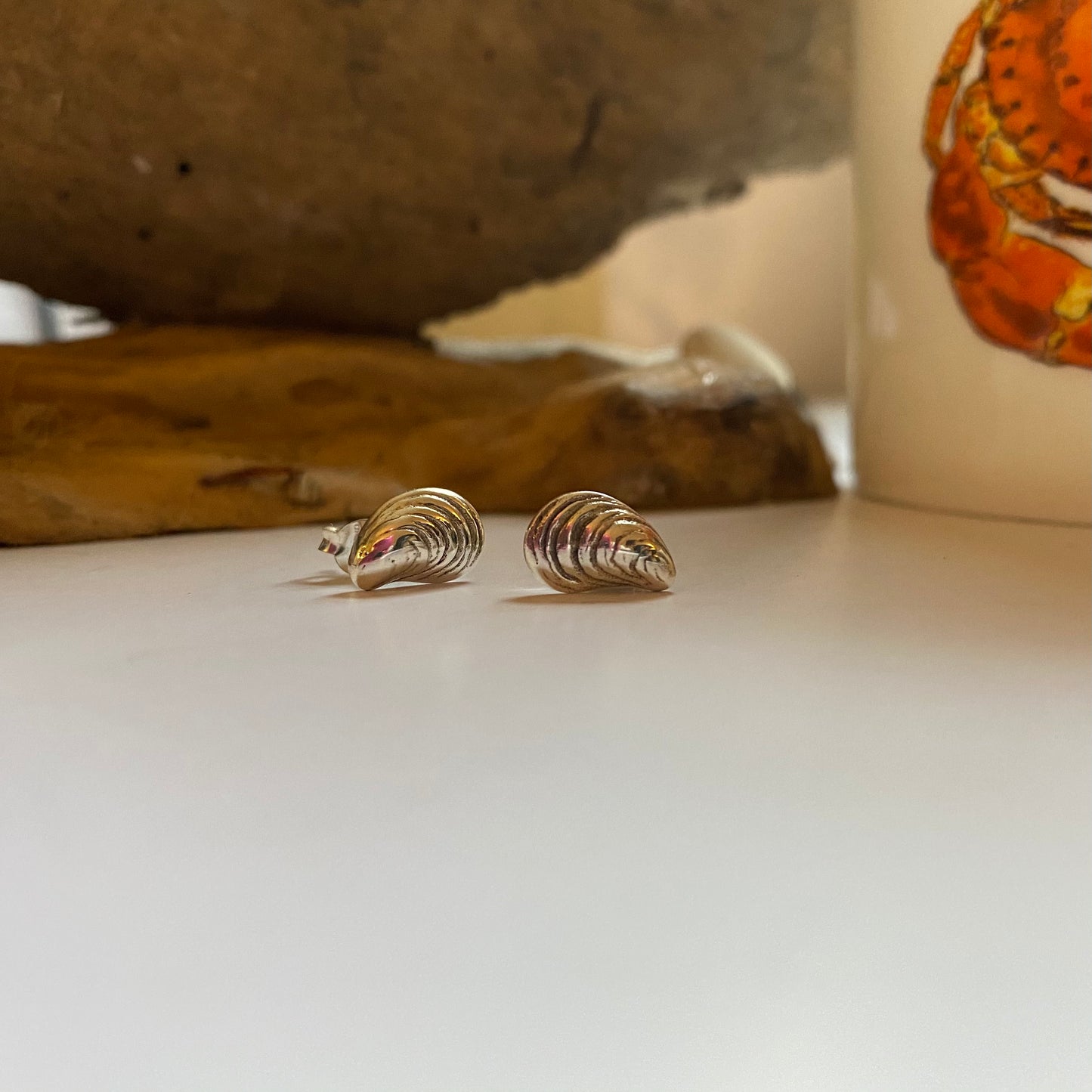 Sterling silver studs - mussel shells