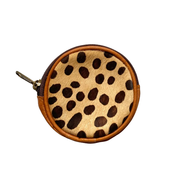 Leather Animal Print Round Purse