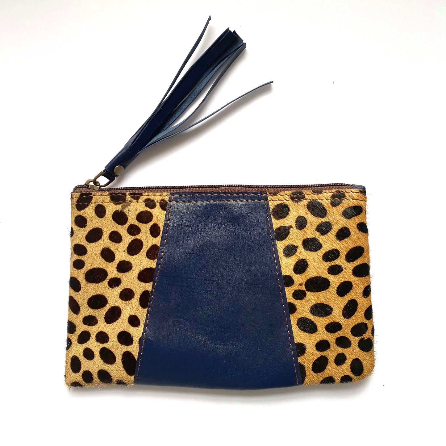 Leather V Animal Print Wallet