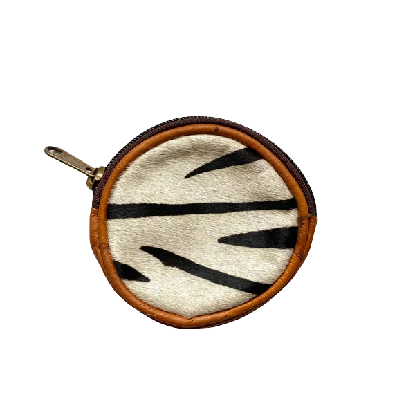 Leather Animal Print Round Purse