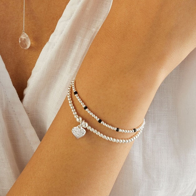Annie Haak Santeenie Silver Charm Bracelet - Sparkling Heart
