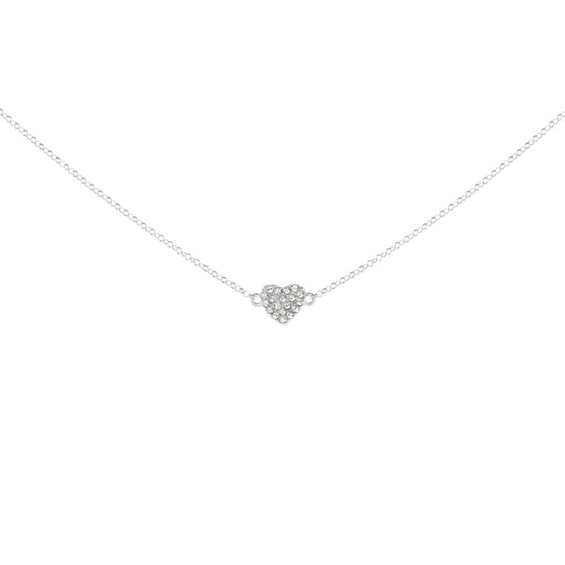 Annie Haak Teeny Clear Crystal Heart Silver Necklace