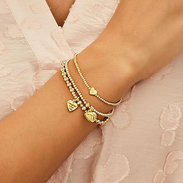 Annie Haak Santeenie Gold Charm Bracelet - Lined Heart