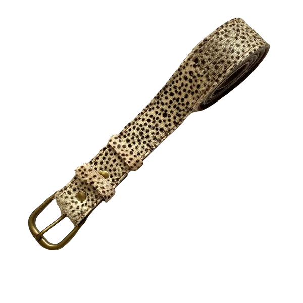 Leather Animal print belt - white spotty
