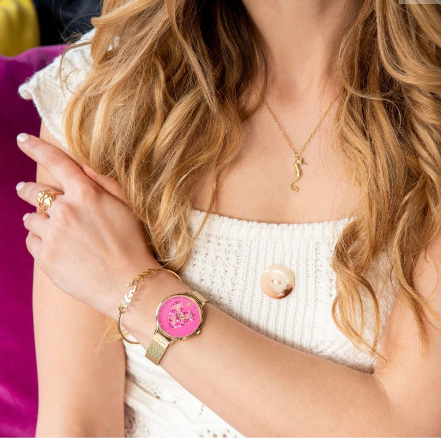 Sara Miller Pink Heart Watch