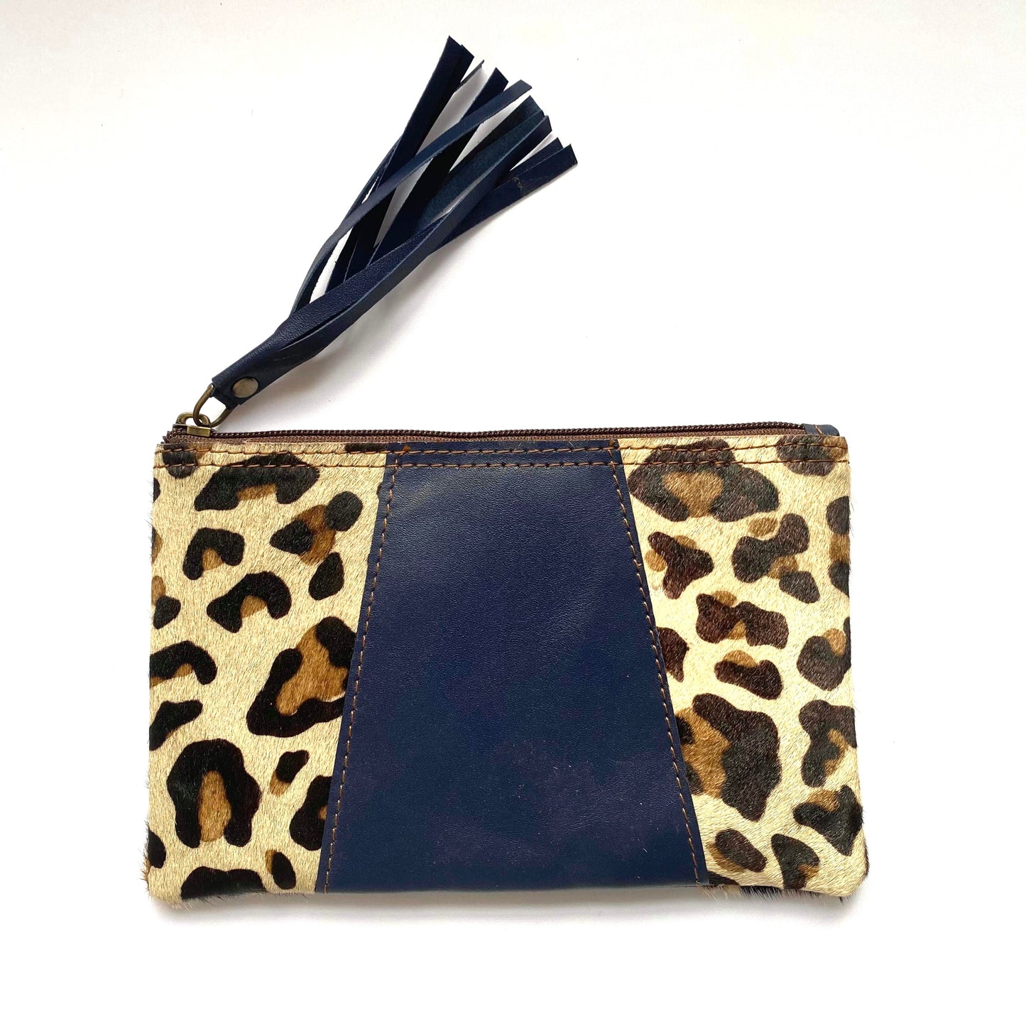Leather V Animal Print Wallet