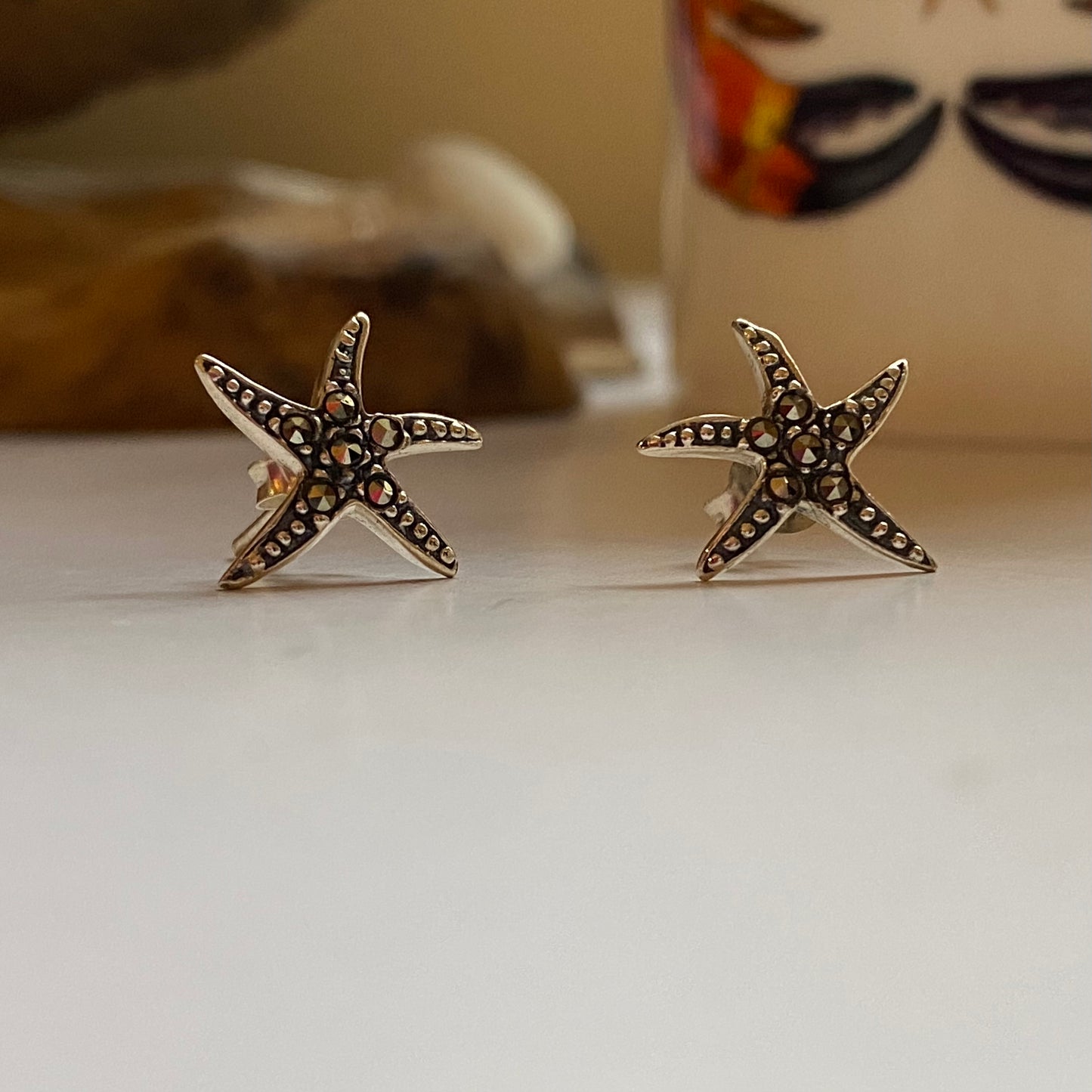 Sterling silver and Marquisite studs - Starfish