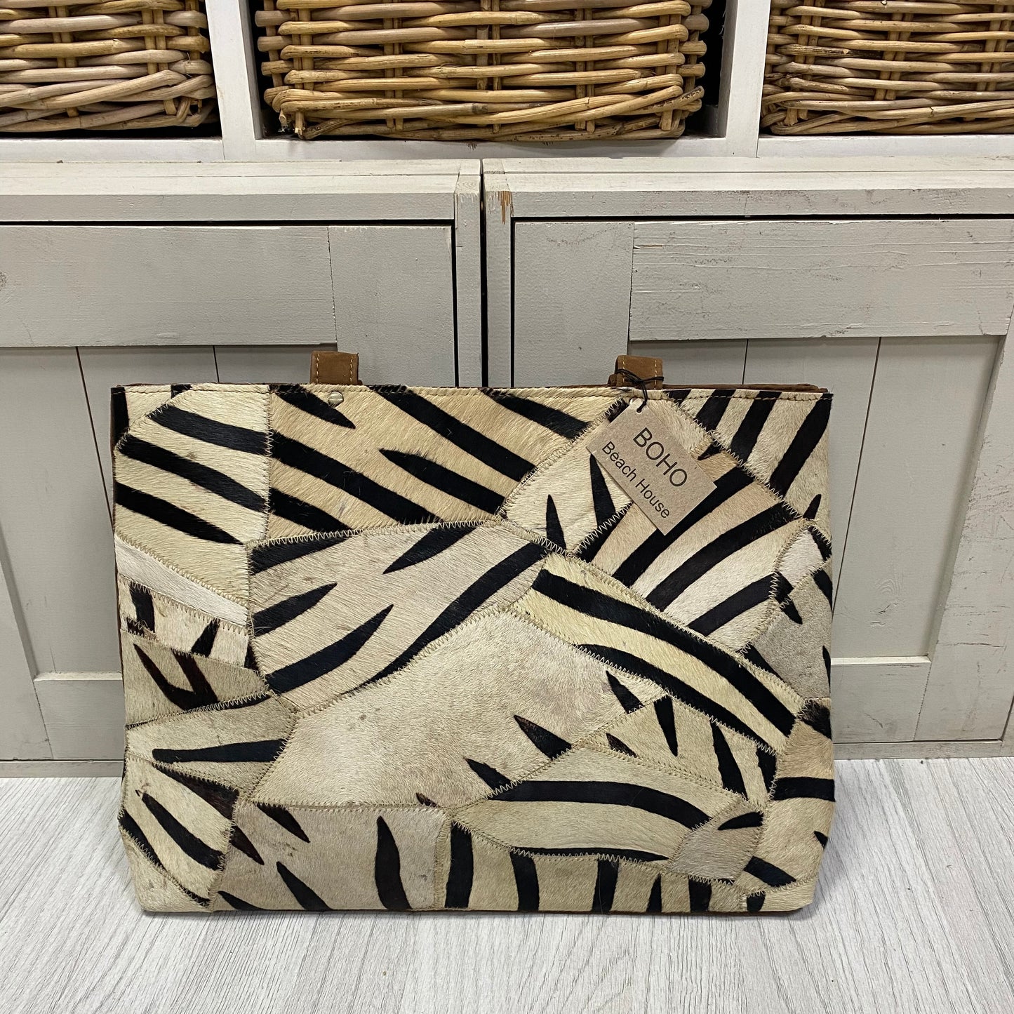 Leather animal print Zebra shoulder bag