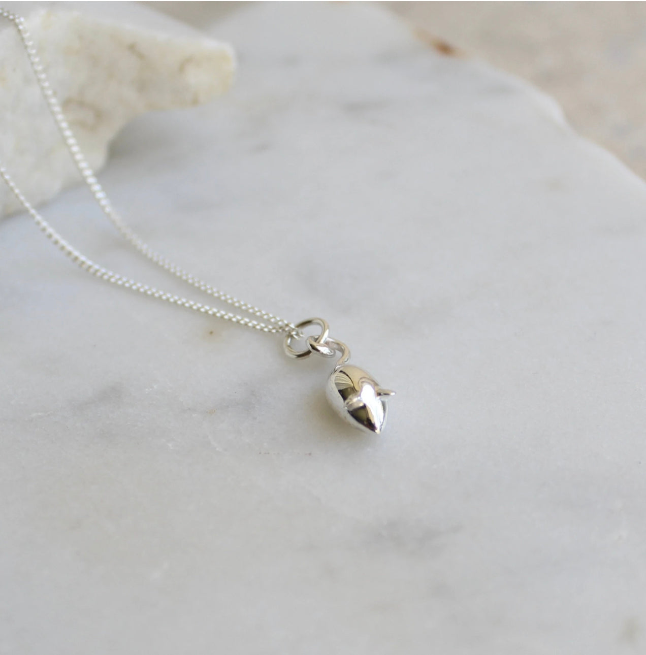 Small Mouse Charm Necklace silver