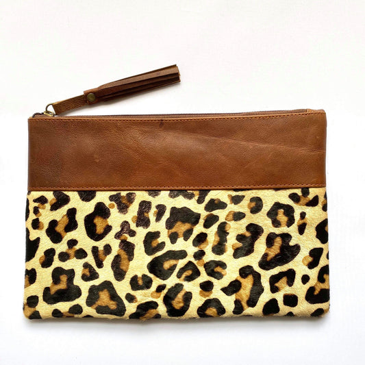 Leather Animal print bag/clutch