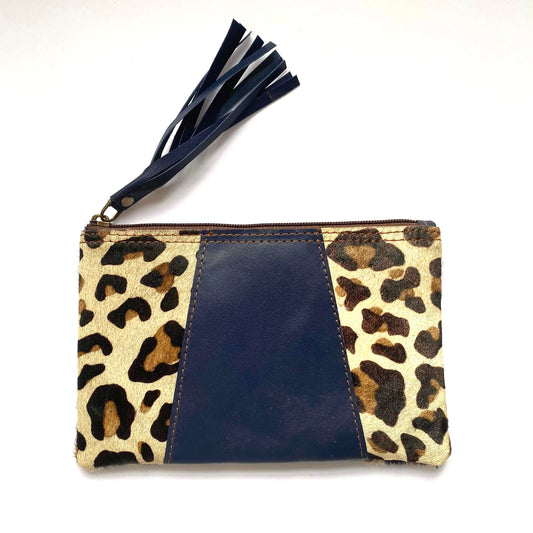 Leather V Animal Print Wallet