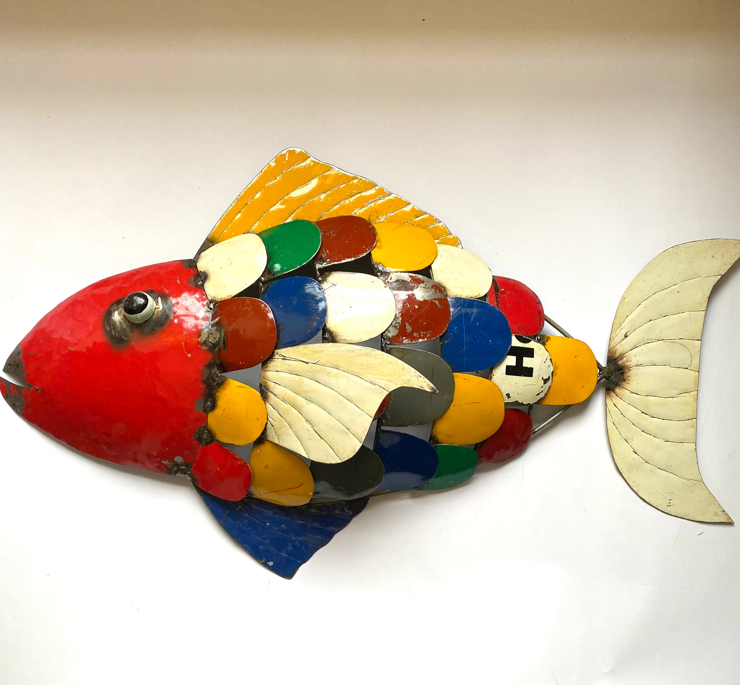 Large recycled Metal fish wall art