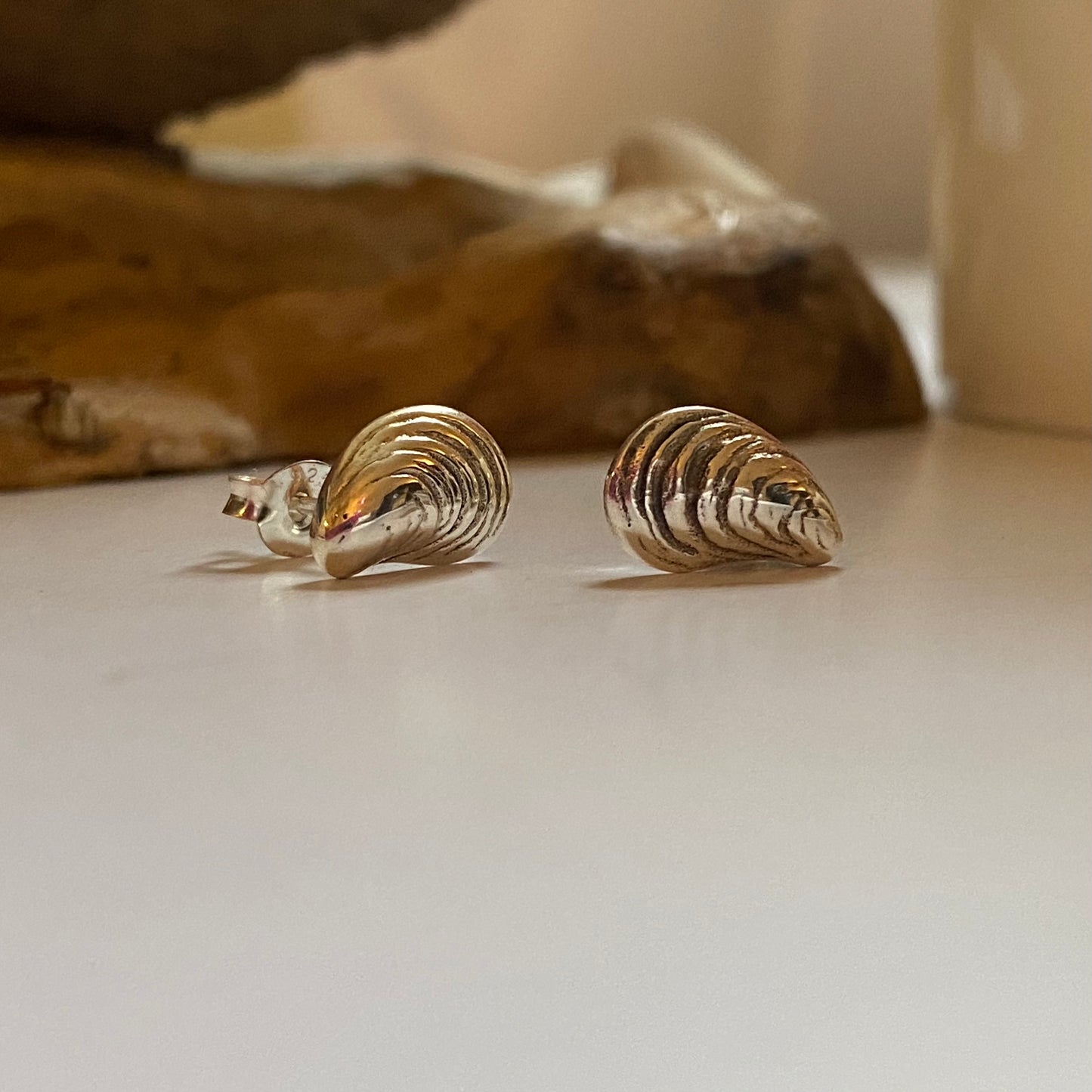 Sterling silver studs - mussel shells
